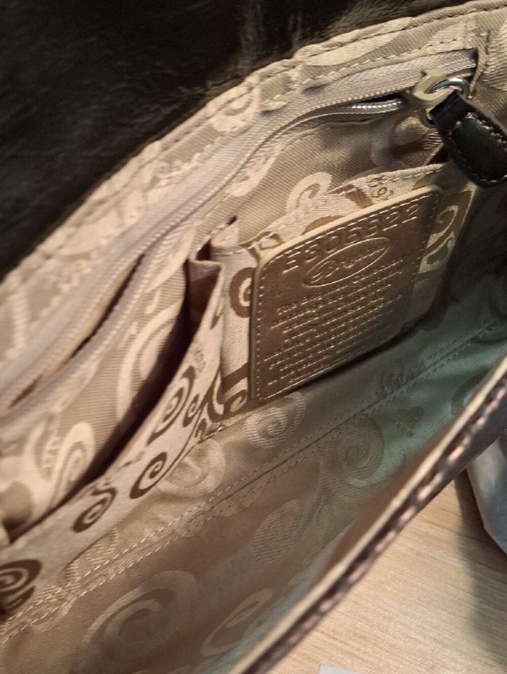 Brighton Bronze Snake Embossed Studded Clutch with Heart Charm - Picture 9 of 14